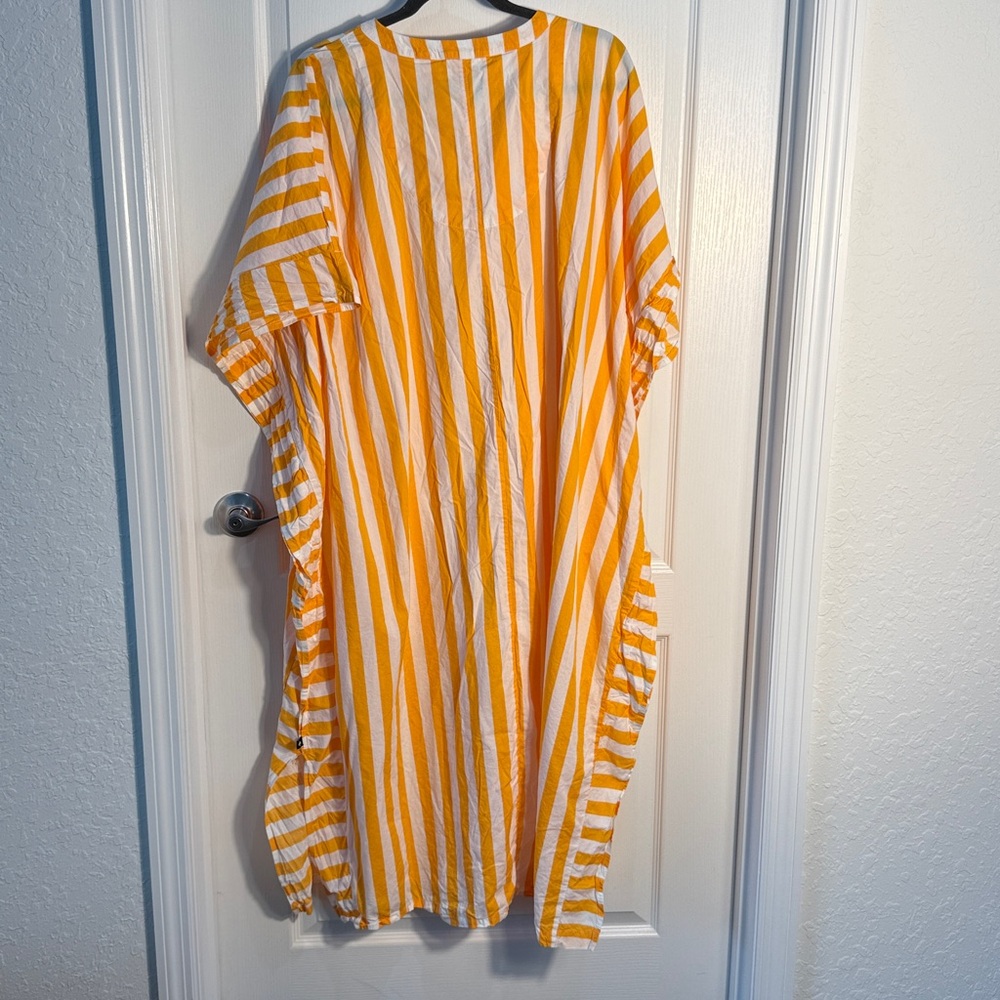 Kate Spade Yellow and White Striped Tunic Beach or Nightgown V Neck Size L/XL - Picture 5 of 6